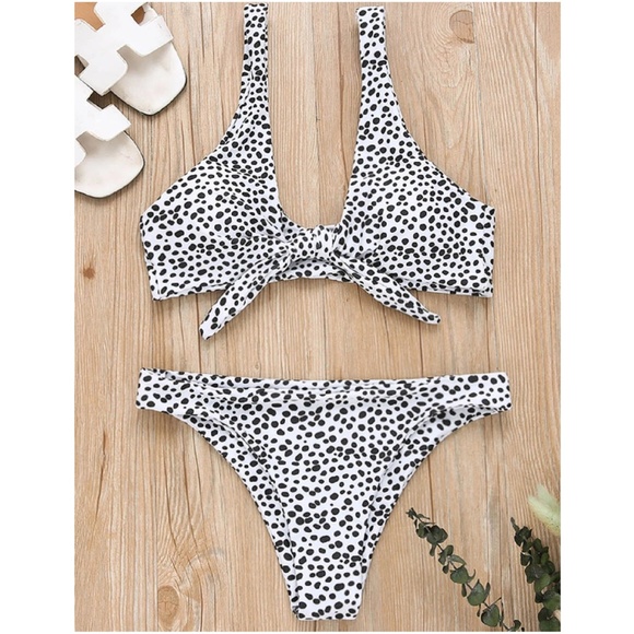 Leopard Print Mint Front Tie Cheeky Bikini Swim Beach - Picture 8 of 8